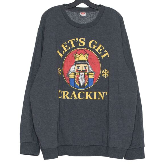 Christmas Sweatshirt Nutcracker Holiday Retro 90s Festive Funny Party Gray 3XL - Picture 1 of 6